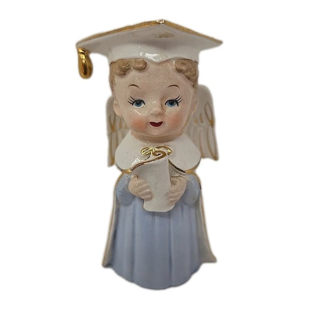 Porcelain Graduation Boy Angel 1960’s Japan Figure Blue Eyes 4-1/2" Tall‎ PB181